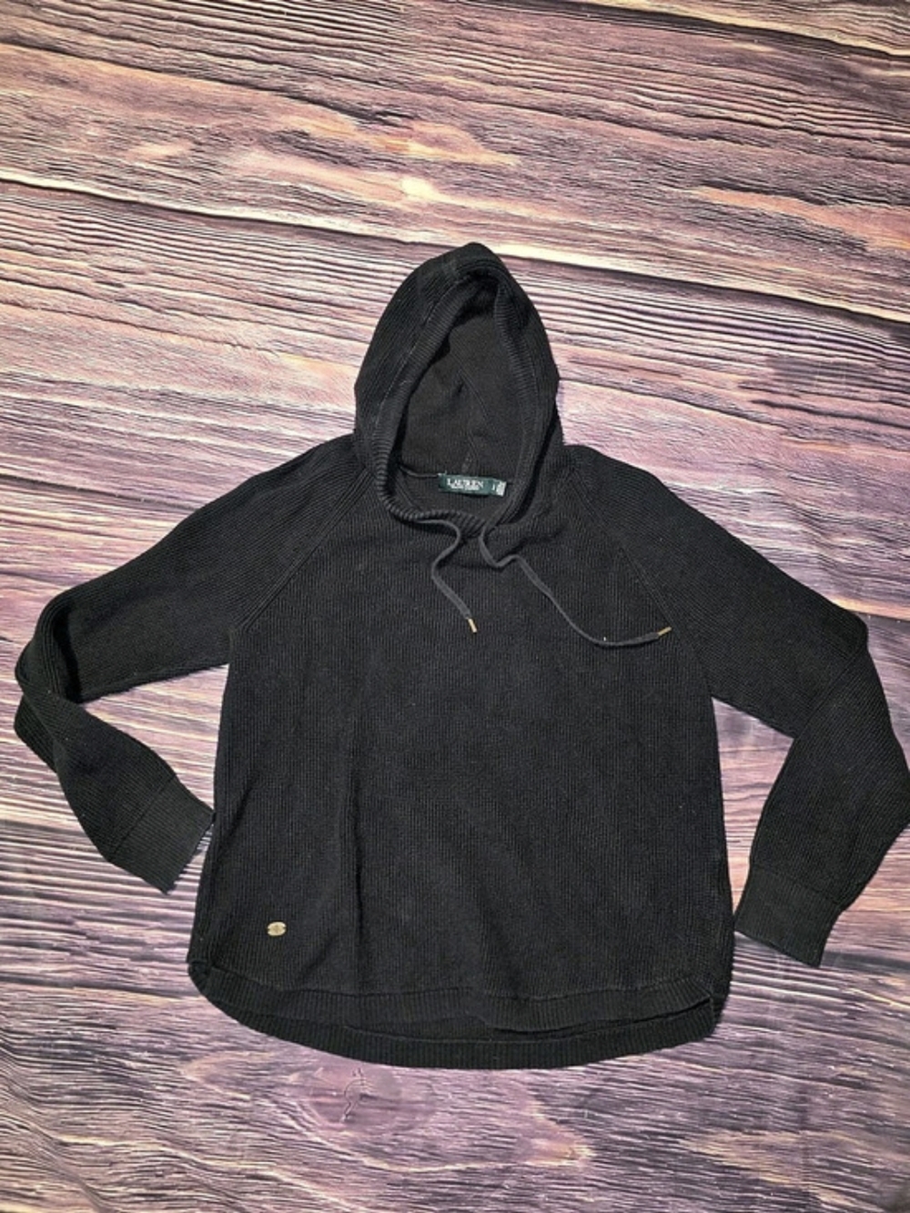 Lauren Ralph Lauren Women's Gray Ribbed Hoodie Size Large